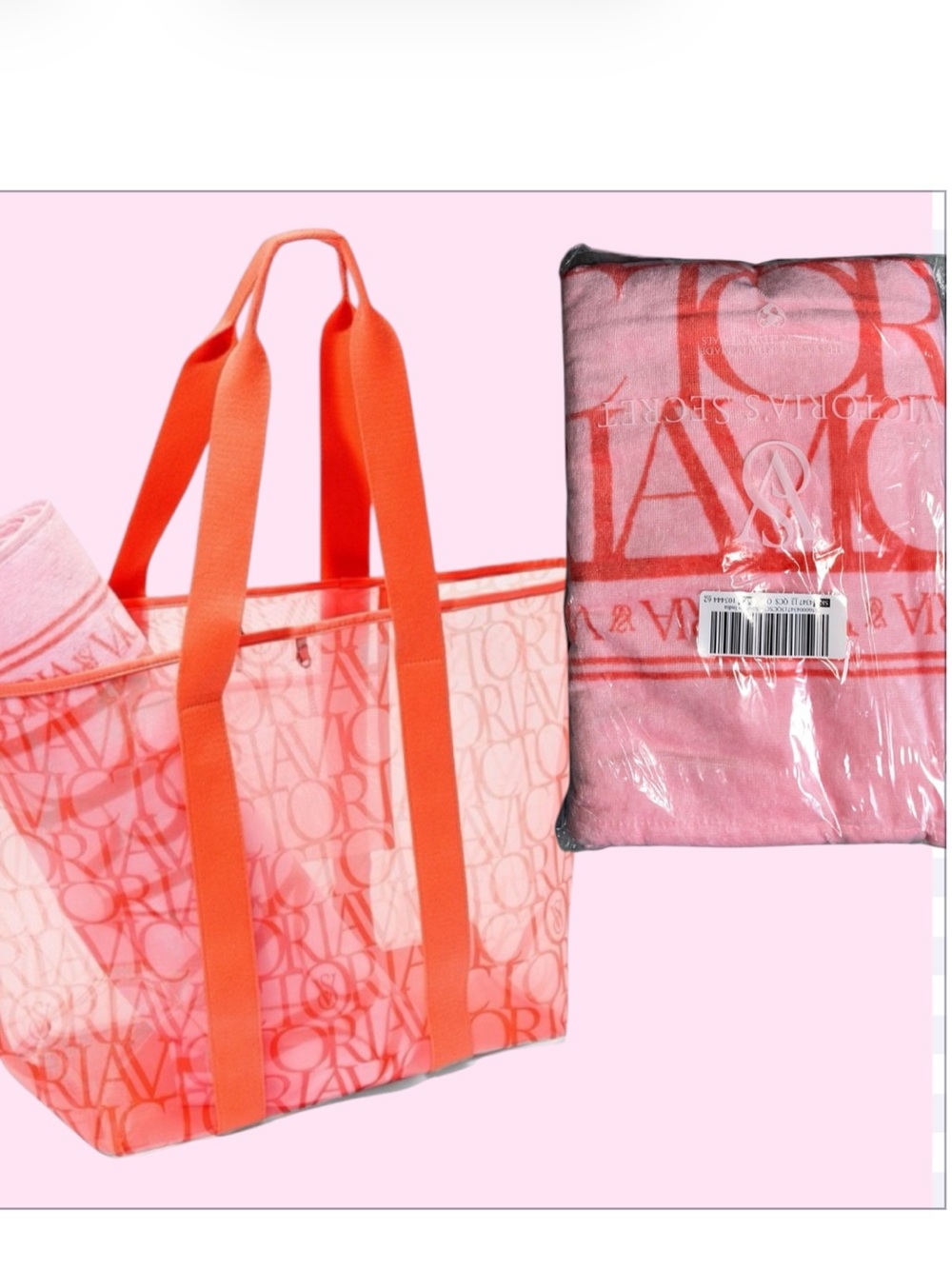 Victoria’s Secret Logo Mesh Beach Tote & Towel Set